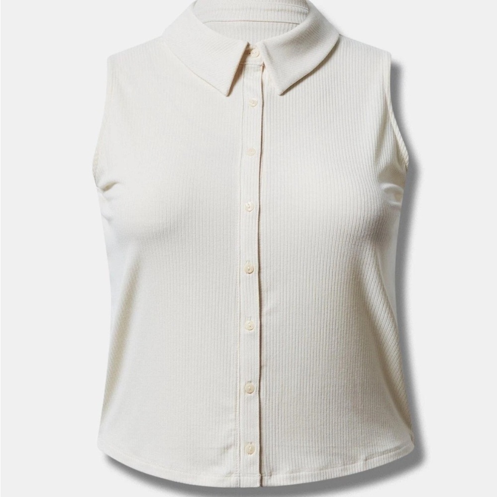 Torrid CreamSuper Soft Rib Sleeveless Top - Picture 4 of 11
